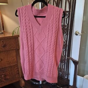 Pink Cable Knit Sweater Vest